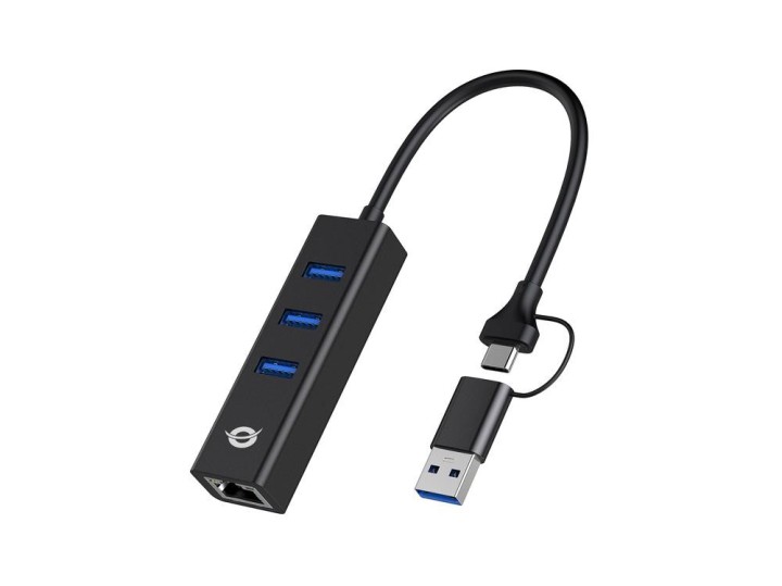 conceptronic adaptador conceptronic usb a gigabit ethernet rj45     con hub usb 3.0   3 puertos   ad