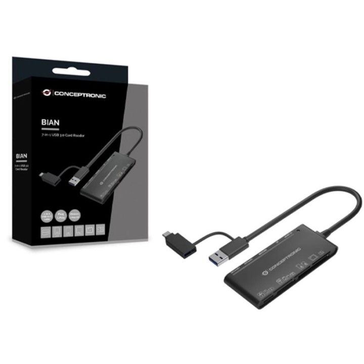 conceptronic lector de tarjetas externo usb tipo c    usb tipo a 7 en 1 conceptronic bian03b usb 3.0