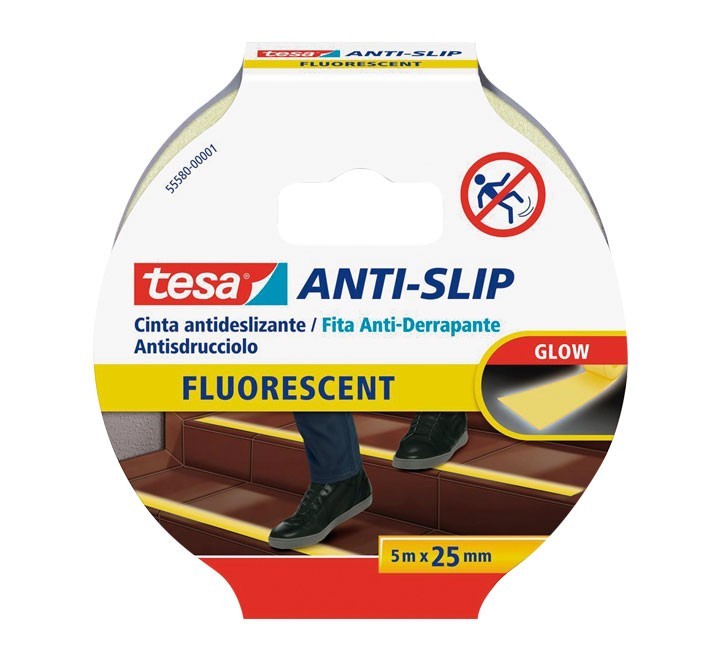 cinta antideslizante tesa 5mx25mm fluorescente