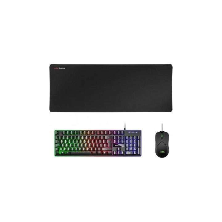 mars gaming kit teclado + raton mars gaming mcpx rgb negro + alfombrilla