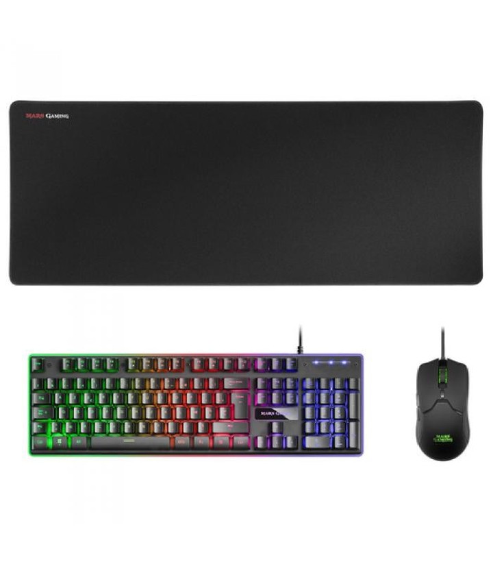 mars gaming kit teclado + raton mars gaming mcpx rgb + alfombrilla frances