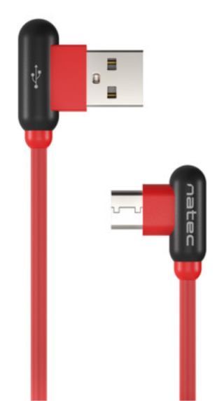 cable natec usb c macho a usb a 2.0 macho 1m conectores en angulo rojo en caja