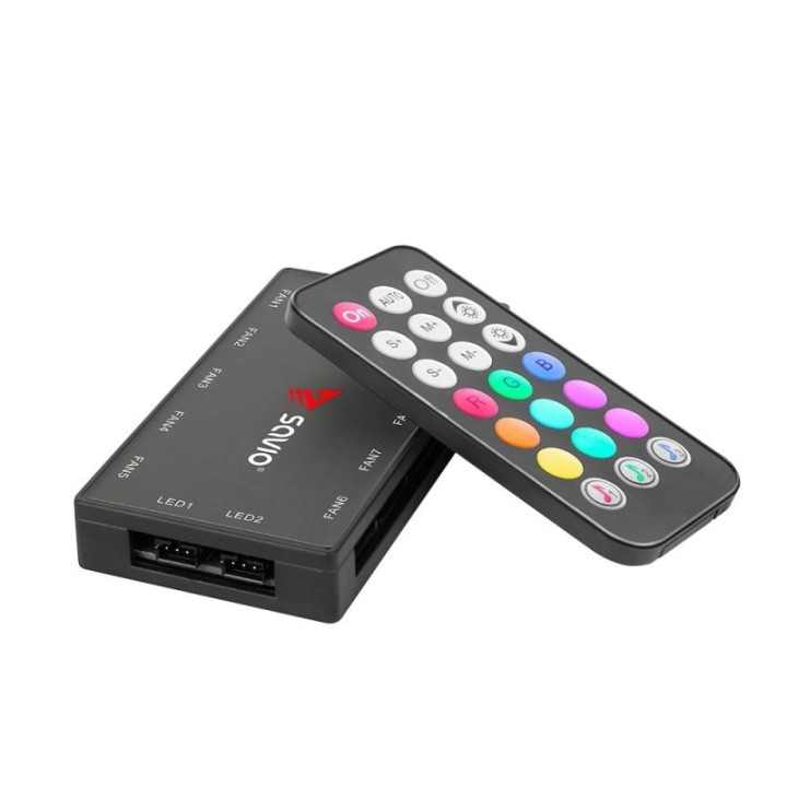 kit 4 ventiladores pc savio con mando black argb 120 mm 6 pines control por voz 1200 rpm