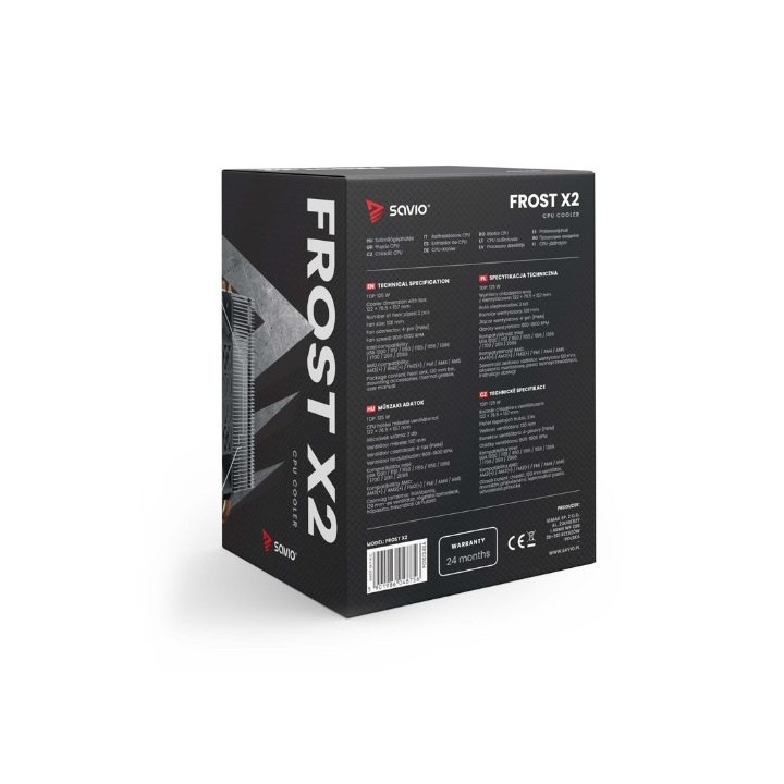 disipador cpu 125w savio frost x2 ventilador 120mm multisocket 1800 rpm