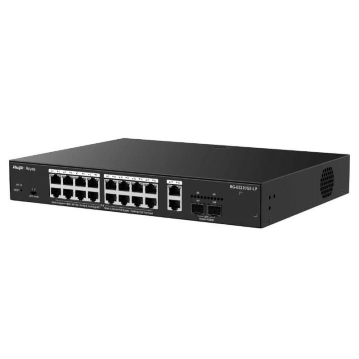 reyee es220gs lp switch 18xgbe  16 poe  130w 2xsfp
