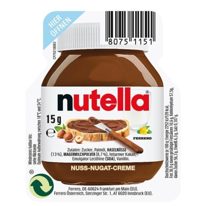 caja 120 tarrinas nutella 15gr