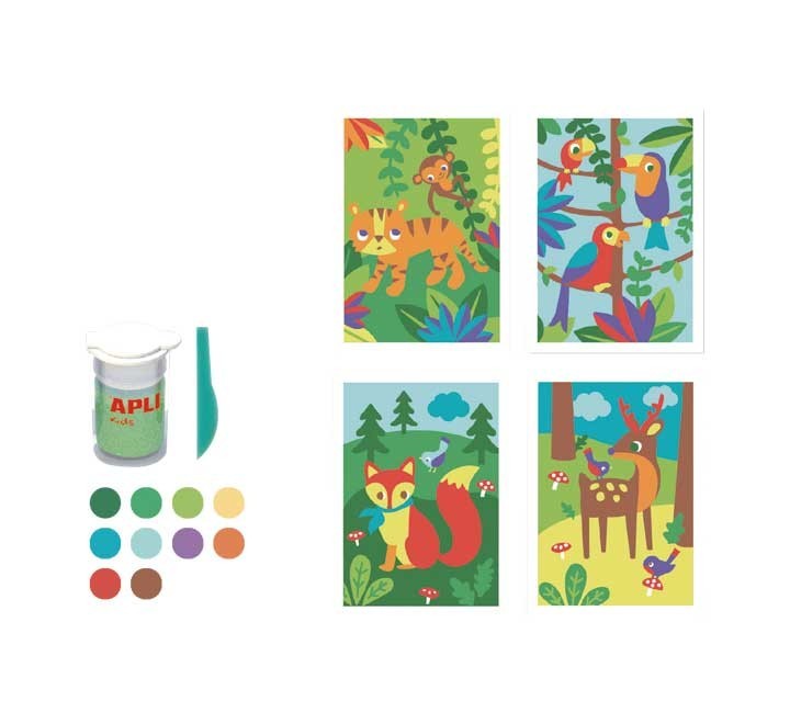 caja 4u apli sand art colorea arena animales
