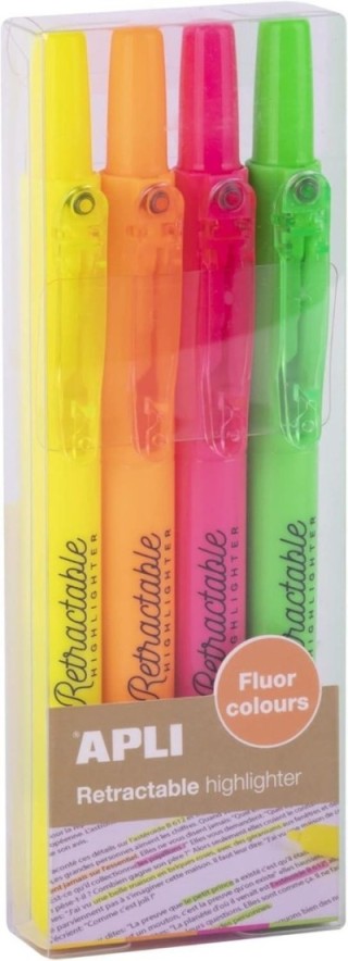 c. 4 marcad fluor. apli retractable highligther