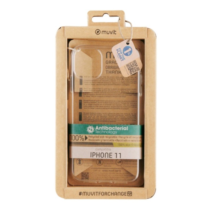 muvit funda muvit recycletek antibacteriana para apple iphone 11 transparente