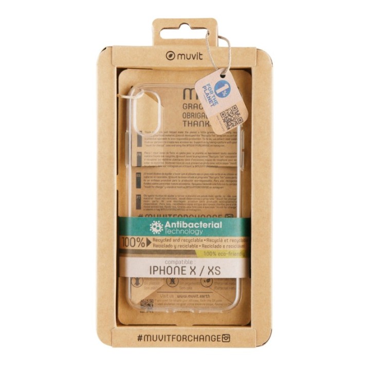muvit funda muvit recycletek antibacteriana para apple iphone x   xs transparente