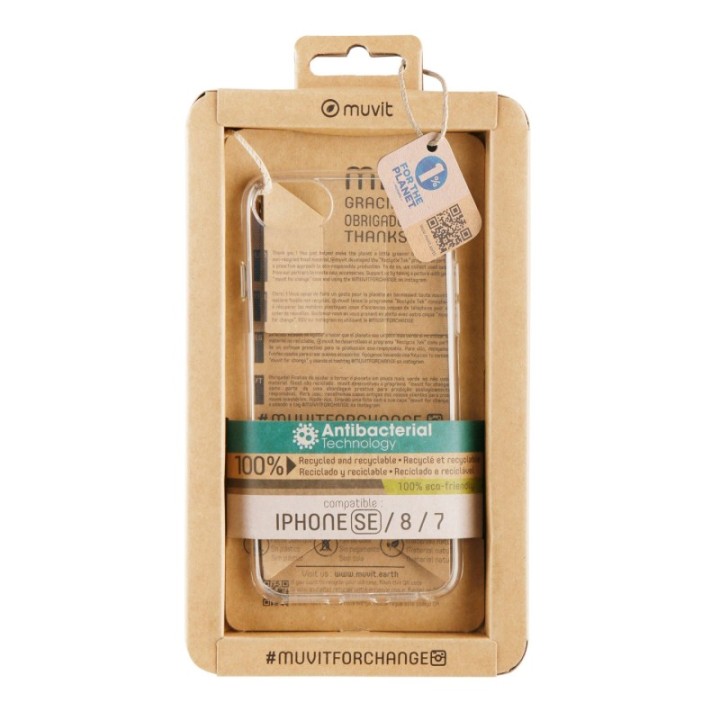 muvit funda muvit recycletek antibacteriana para apple iphone se   8   7 transparente
