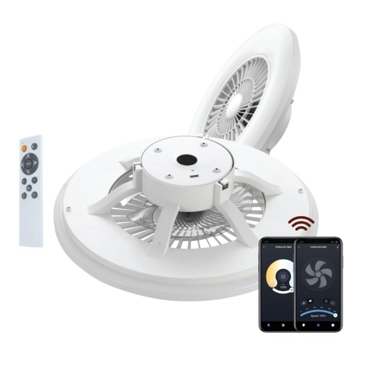muvit lampara techo muvit io wifi 40w blanco + ventilador 20w