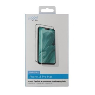 myway carcasa myway para apple iphone 13 pro max transparente + protector pantalla cristal templado