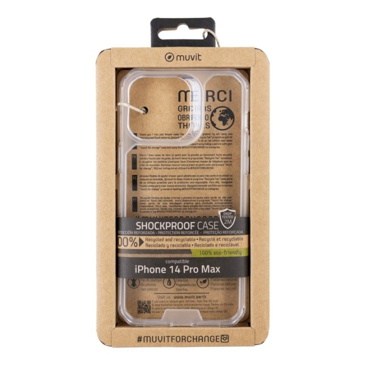muvit funda muvit shockproof 2m para apple iphone 14 pro max transparente
