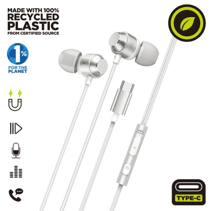 muvit auriculares magneticos muvit m32 usb tipo c blanco