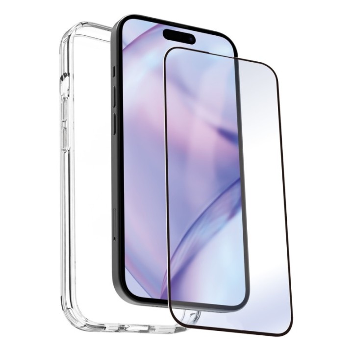 myway carcasa myway para apple iphone 15 plus transparente + protector pantalla cristal templado