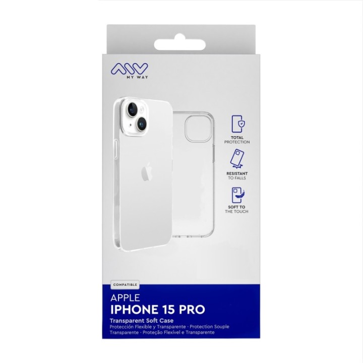myway carcasa myway para apple iphone 15 pro transparente