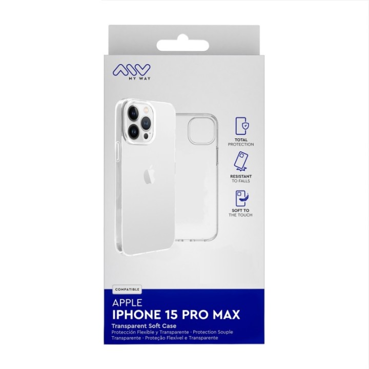 myway carcasa myway para apple iphone 15 pro max transparente
