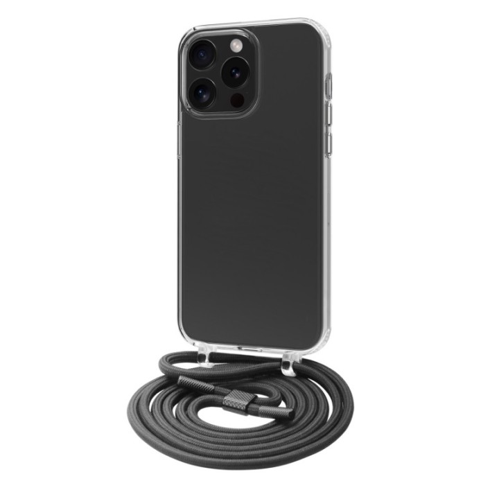 muvit funda muvit recycletek para apple iphone 15 pro transparente + colgante negro
