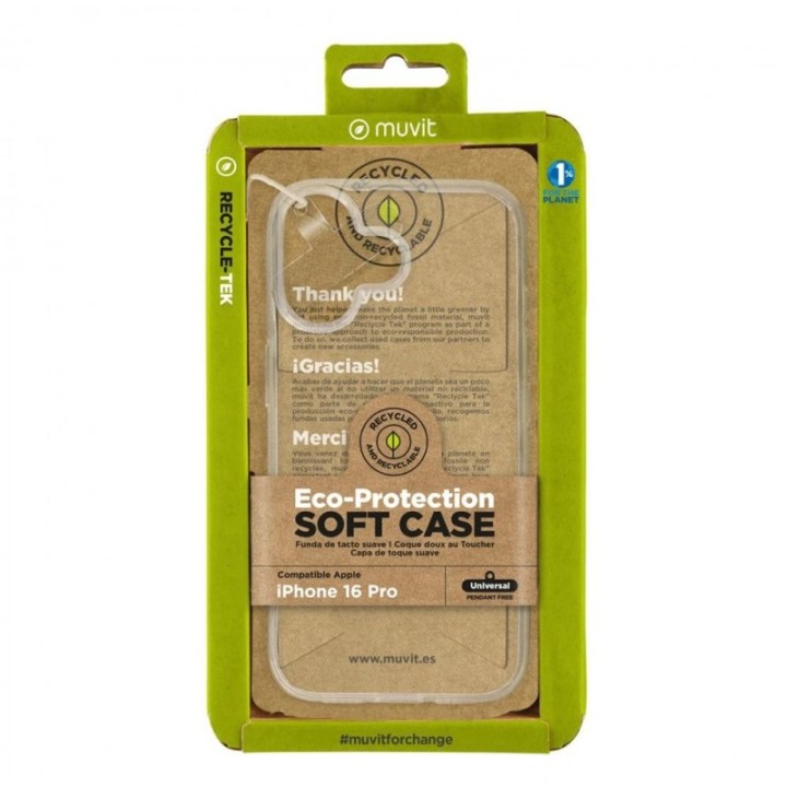 muvit funda muvit recycletek para apple iphone 16 transparente