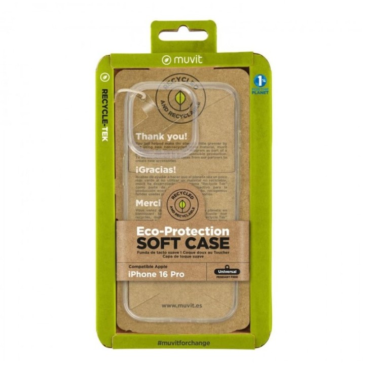 muvit funda muvit recycletek para apple iphone 16 pro transparente