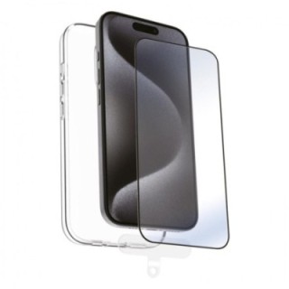muvit funda muvit recycletek para apple iphone 16 pro transparente + protector cristal templado marc