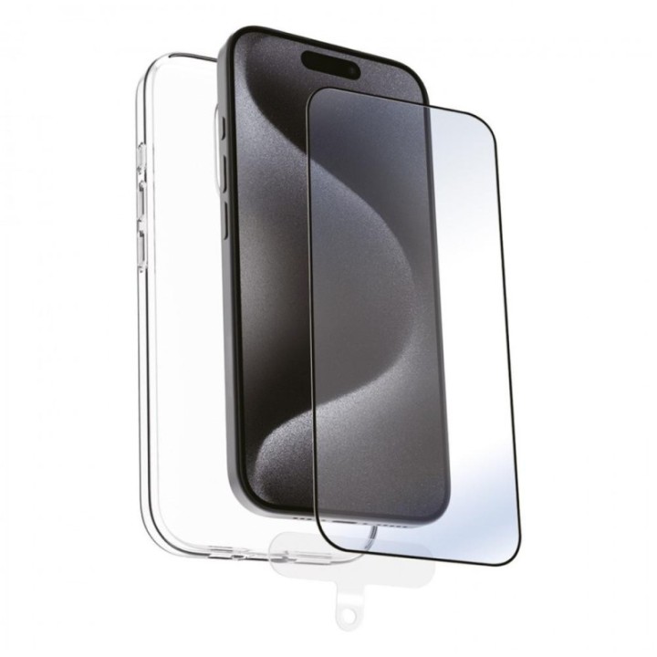 muvit funda muvit recycletek para apple iphone 16 pro transparente + protector cristal templado marc