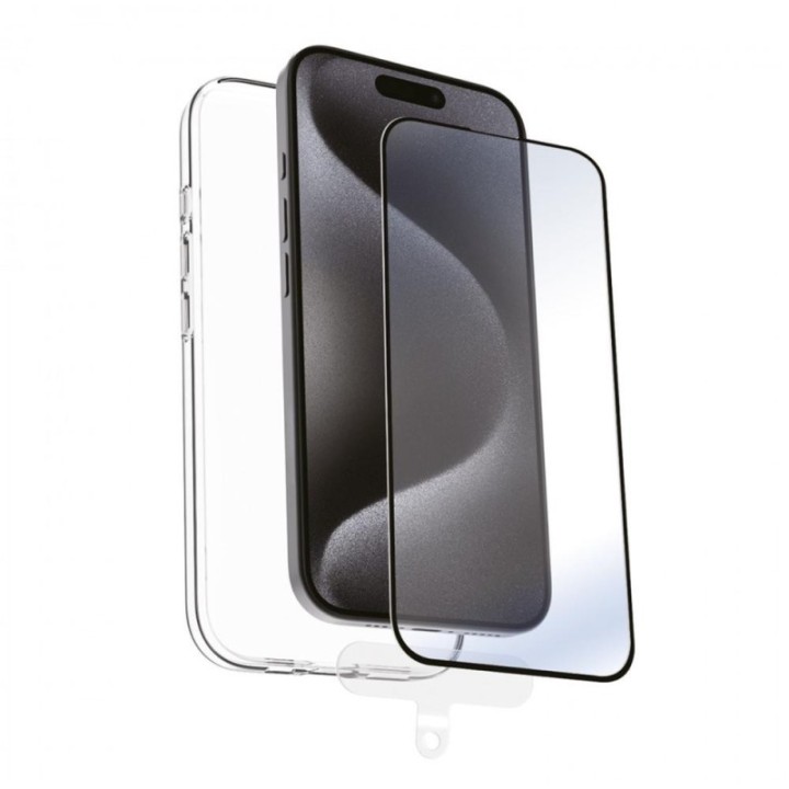 muvit funda muvit recycletek para apple iphone 16 pro max transparente + protector cristal templado