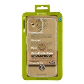 muvit funda muvit shockproof 2m para apple iphone 16 pro transparente