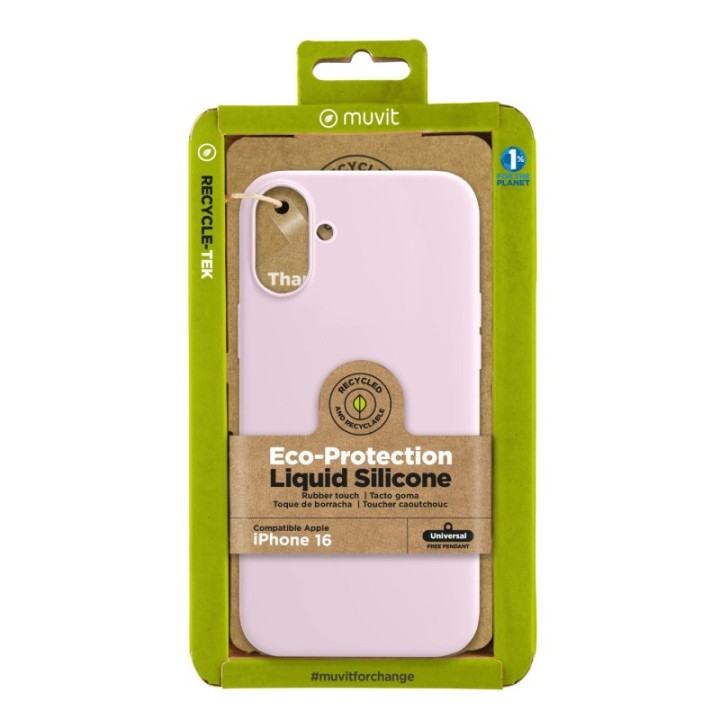 muvit funda muvit recycletek liquid silicone para apple iphone 16 rosa