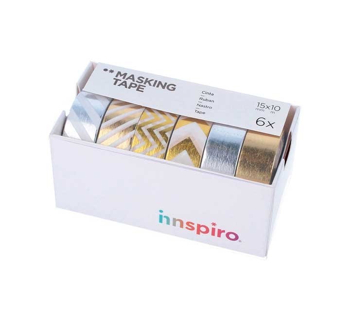 set 6 cinta washi tape innspiro serie metal stdo