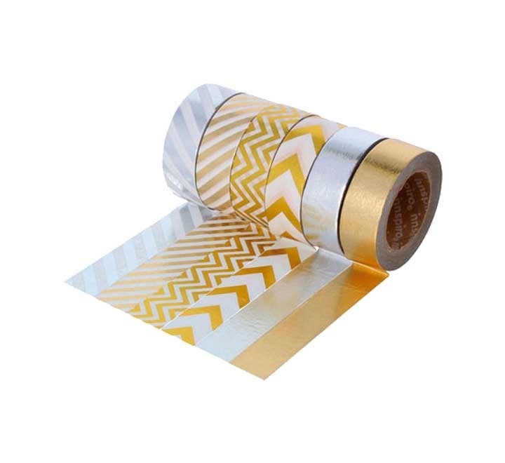set 6 cinta washi tape innspiro serie metal stdo