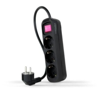 nanocable regleta 3 tomas interruptor negro