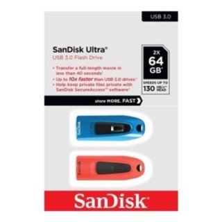 sandisk memoria usb 3.0 sandisk 64gb ultra 2 unidades roja y azul