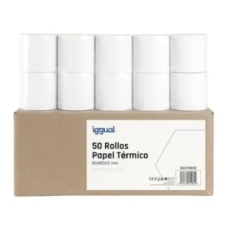 iggual caja 50 rollos papel t?rmico sin bpa 80x80