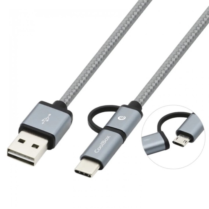 coolbox cable multi usb 2.0 coolbox carga mas datos micro usb usb tipo c usb tipo a 1m gris