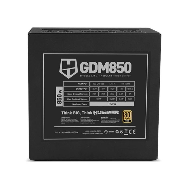 nox hummer gdm850w fuente modular atx3.1 80+gold