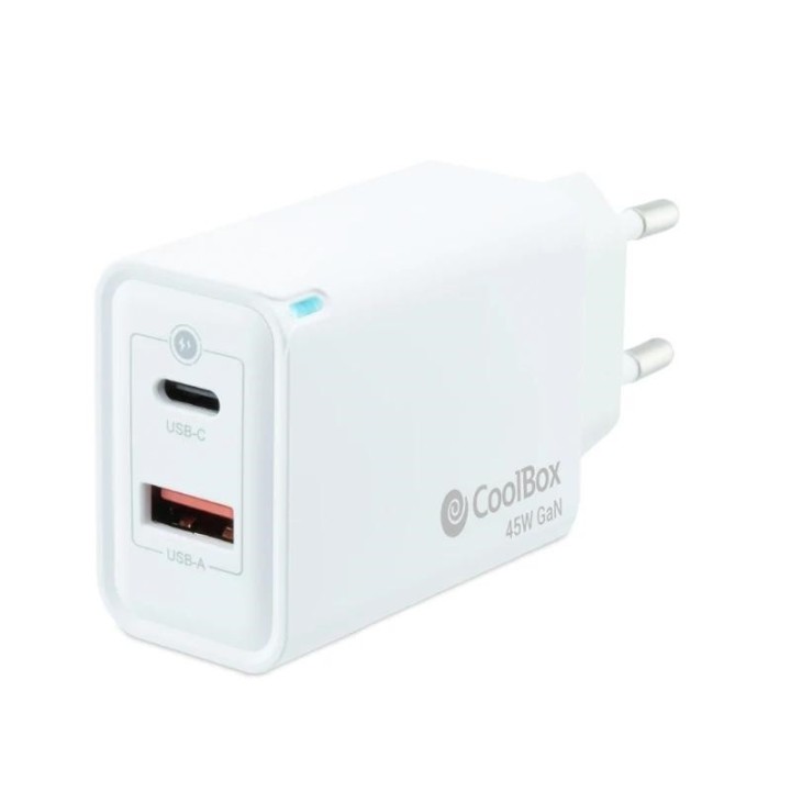 coolbox cargador pared gan 45w usb c/usb a