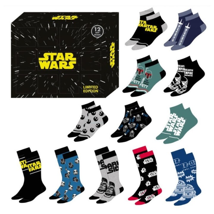cerda caja regalo 12 pares calcetines star wars talla 40   46
