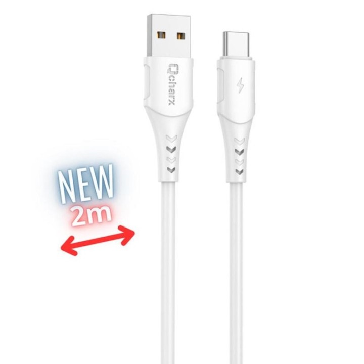 qcharx international cable qcharx athens usb tipo c a usb tipo a   2m   pvc blanco