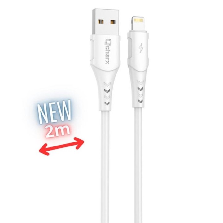 qcharx international cable qcharx athens lightning a usb tipo a   2m   pvc blanco