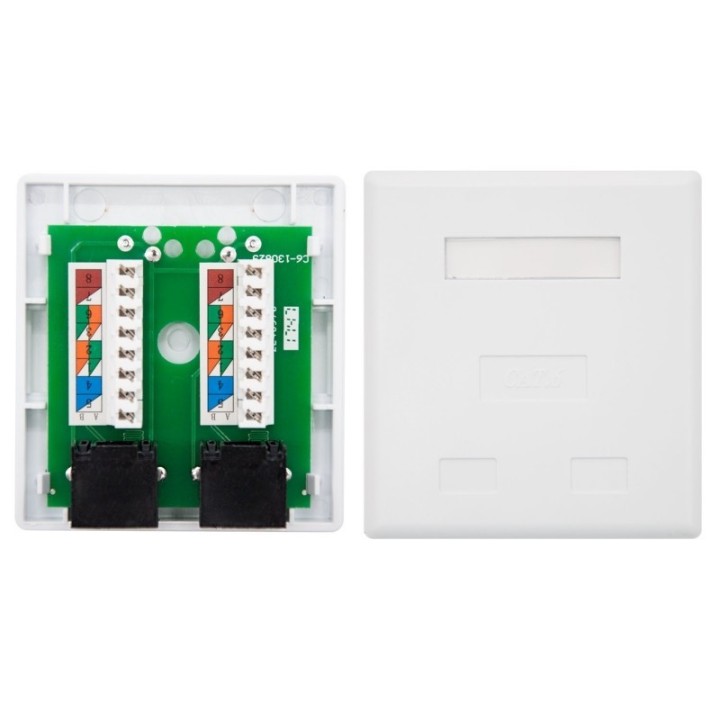 nanocable roseta superficie cat.6 utp 2tomas blanc