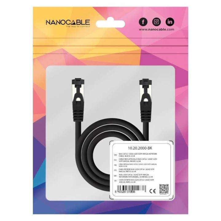 nanocable cable red cat. 8.1 2ghz sstp negro 5m