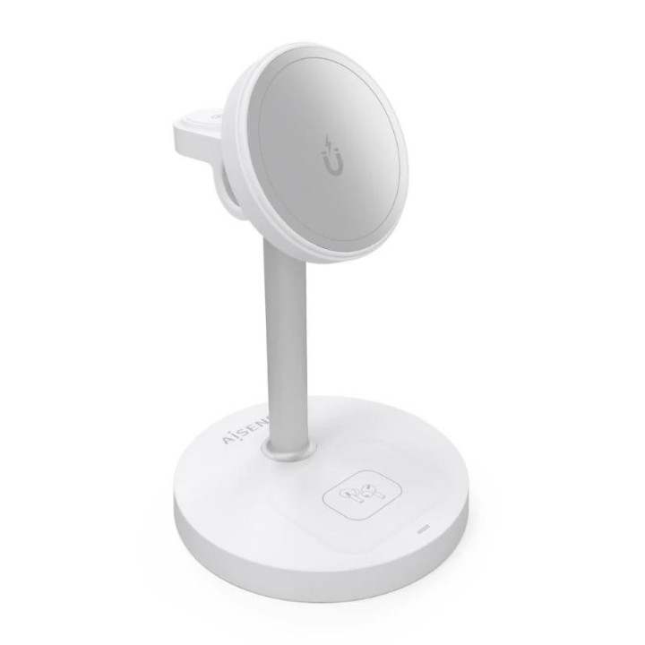 aisens cargador inal?mbrico usbc 15w 3 en 1 blanco