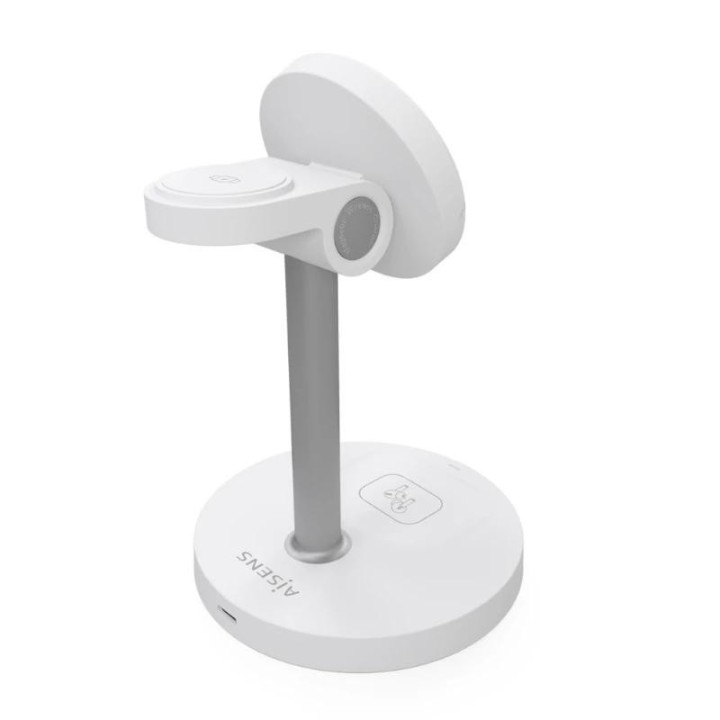 aisens cargador inal?mbrico usbc 15w 3 en 1 blanco