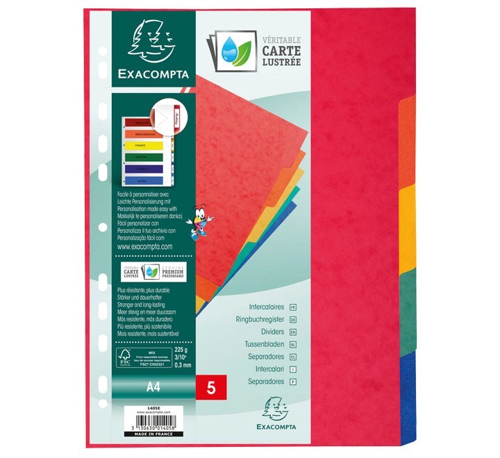 sep. cart. exacompta a4 5pos. multitalad. color