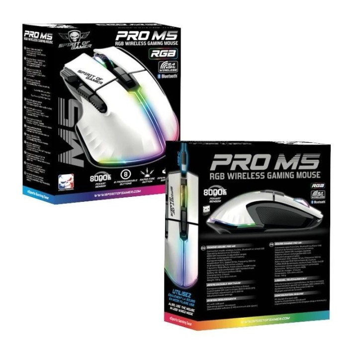 spirit of gamer ratÃ³n inalambrico pro m5 white
