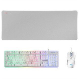 mars gaming kit teclado + raton mars gaming mcpx rgb blanco + alfombrilla