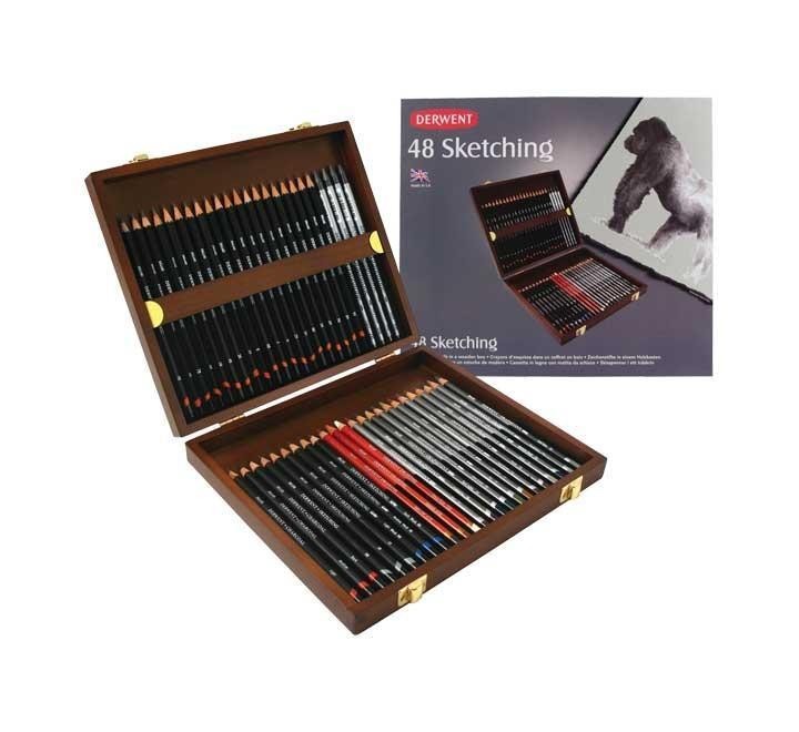 caja madera 48 lapices derwent sketching