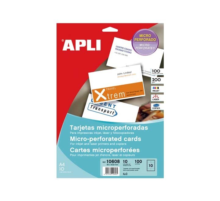 bl. 10h tarjetas visita apli mate 200g 90x50,8mm